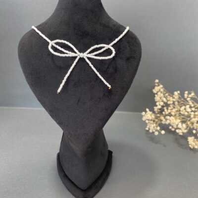 گردنبند پاپیونی مهره‌ای دخترانه فانتزی