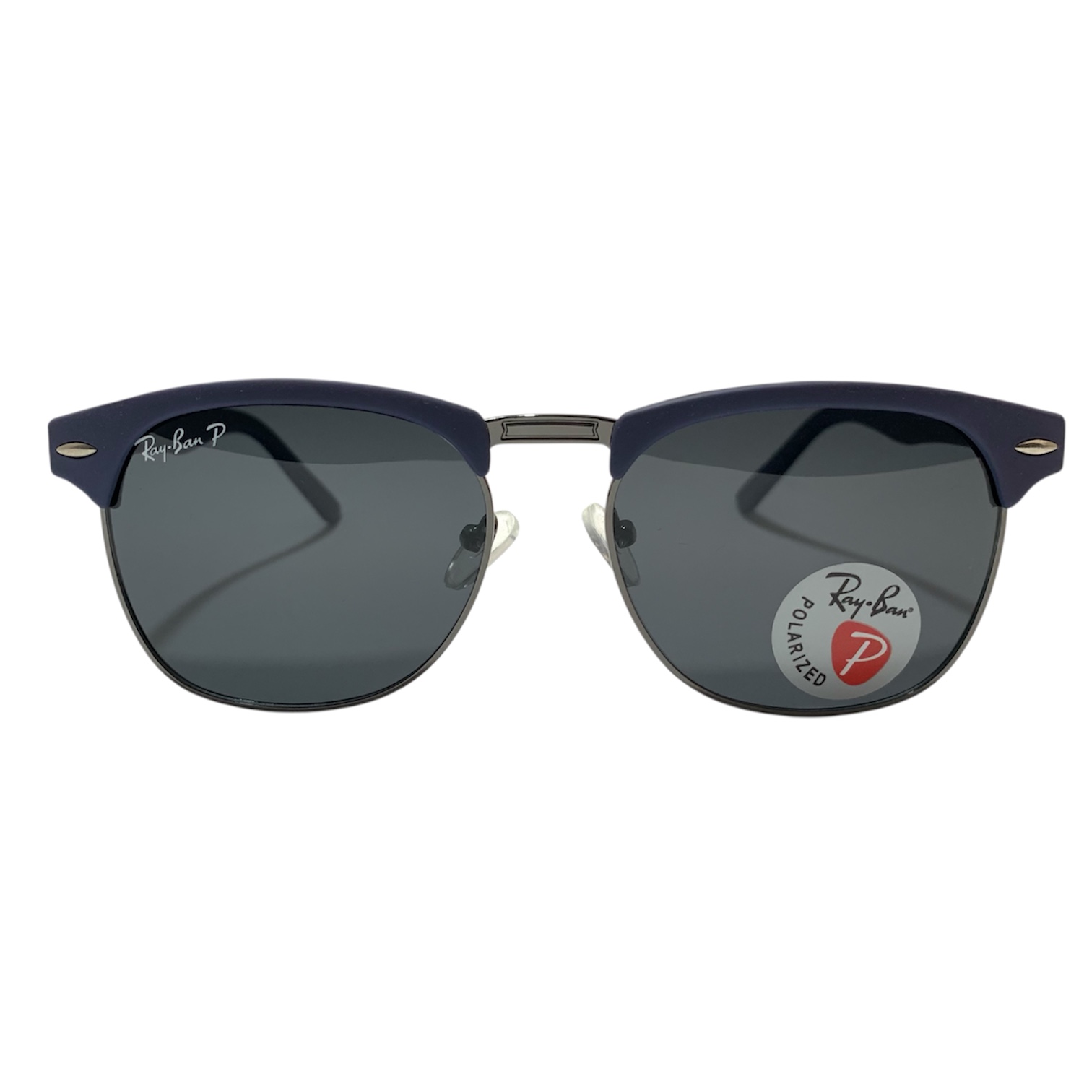 عینک آفتابی ریبن با فریم کلاب مستر (Clubmaster) رنگ آبی با عدسی دودی پلاریزه